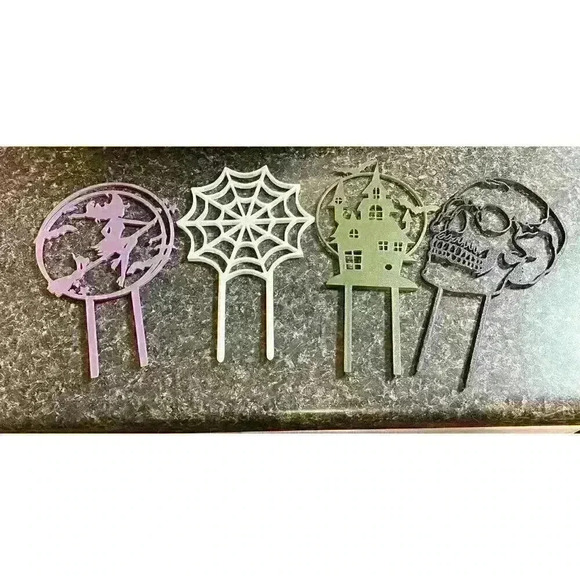 NEW 3D Printed Set of 4 Plant/Flower Pot Decorations Gothic Halloween Theme - Picture 1 of 6